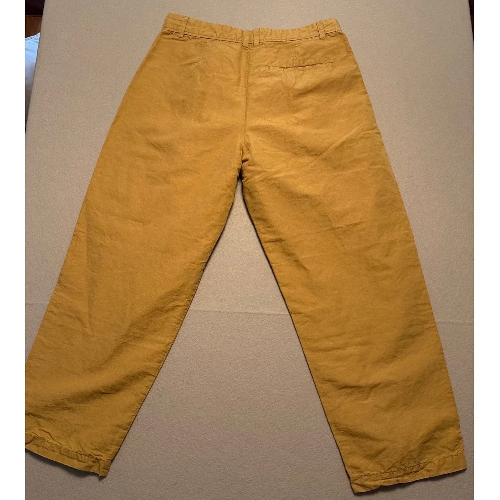 COS Pleated High Waist Wide Leg Trousers Mustard Yellow Women Size 6